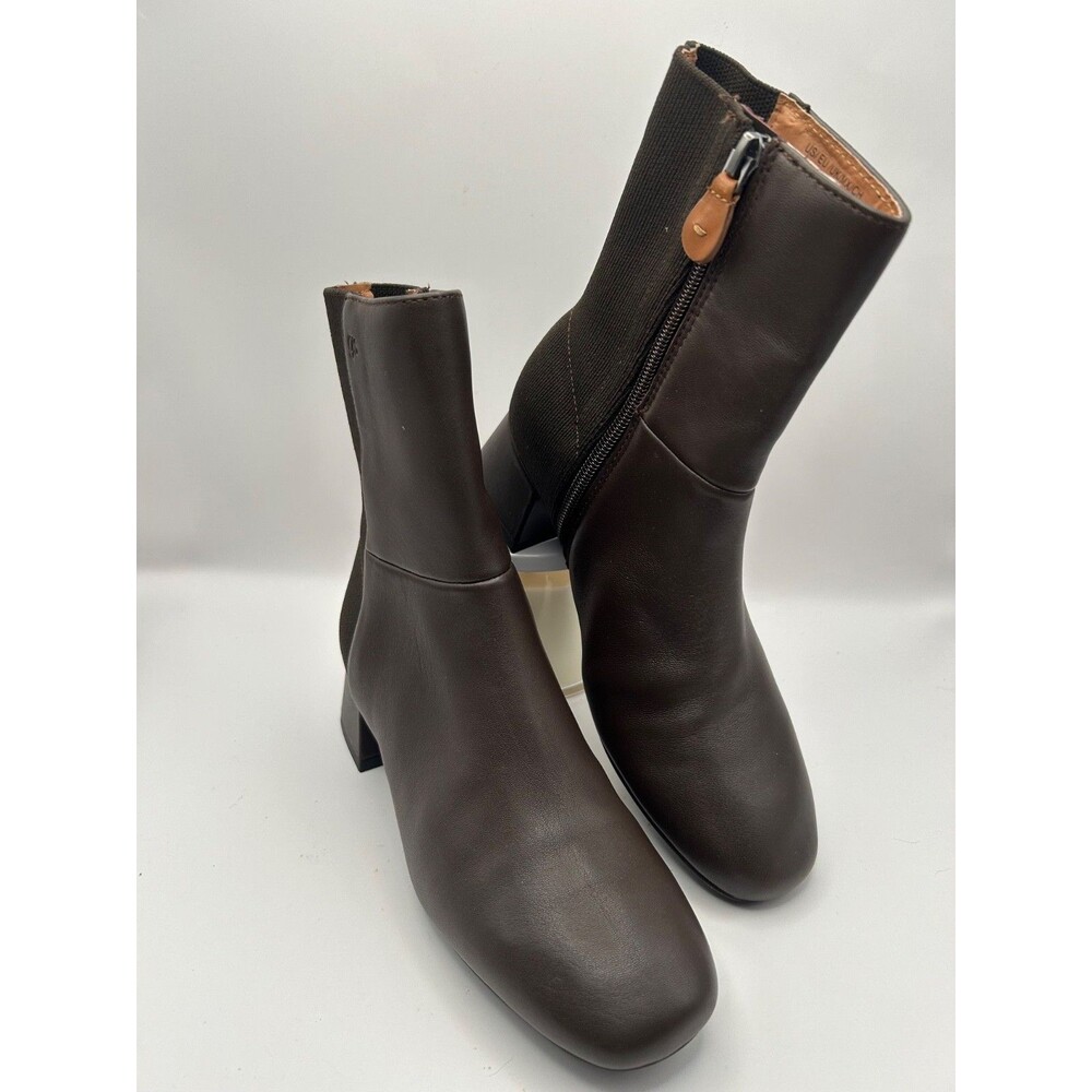 GENTLE SOULS By Kenneth Cole Eileen Women's Leather Block Heel Boots Brown 6.5M